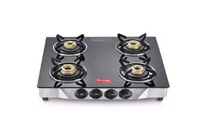 Prestige Deluxe Glass, Stainless Steel Manual Gas Stove (4 Burners)