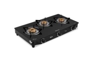 Sunflame GT Pride Glass Top 3 Brass Burner Gas Stove