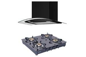 GLEN Cooktop Combo BL Auto Clean Wall Mounted Chimney