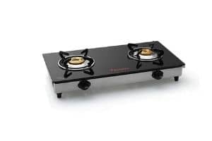 Butterfly Jet Stainless Steel 2 Burner Gas Stove, Manual Ignition, Black/Silver