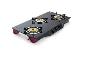 Butterfly Spectra Glass 3 Burner Gas Stove, Black/Pink