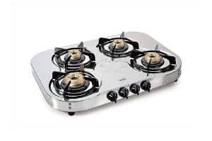 Glen 4 Brass Burners Stainless Steel Gas Stove