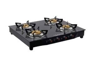 Lifelong Glass Top 4 Burner Gas Stove, Black (ISI Certified, 1-year warranty with Doorstep Service)