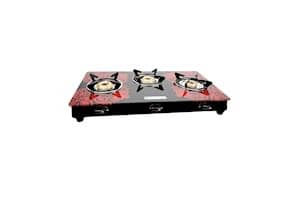 Milton Premium 3 Burner Gas Stove With Red Glass Top
