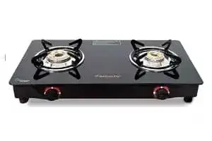 Butterfly Smart Glass Top 2 Burner Gas Stove, Black