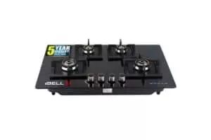 iBELL 590GH Hob Toughened Glass 4 Burner Top Gas Stove with Auto Ignition