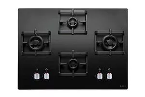 Elica Hob 4 Burner Auto Ignition Glass Top - 2 Small Double Ring Brass Burner