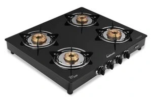 Sunflame GT Pride Glass Top 4 Brass Burner Gas Stove 