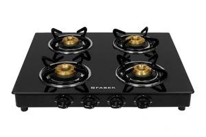 Faber 4 Burner Glass Cooktop Power 4BB BK Manual Ignition Gas Stove