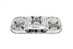 Lifelong Glass Top 3 Burner Gas Stove, Manual Ignition, Black (ISI Certified, Door Step Service)